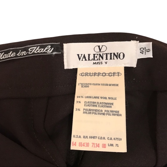Valentino Miss V Gruppo GFT wool blend brown dress pants size 40/6 Tapered - Picture 6 of 15